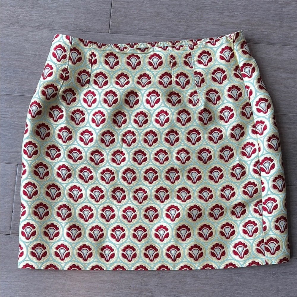 Etro Red and Yellow Floral Patterned Skirt Size 42